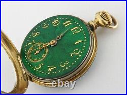 Antique Victorian 18K Gold, Green & Black Enamel Pendant Watch by H. J. Howe