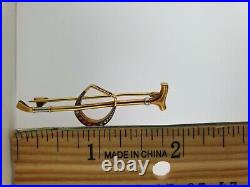 Antique Victorian 18K Gold Horse Riding Crop Whip BroochOld Diamonds+Rubies Set