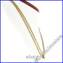 Antique Victorian 18K Gold Long Cuban Curb Link with Hand Etched Slider Muff Chain