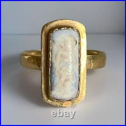 Antique Victorian 18ct Gold Panel Ring Hand Painted Cherub Hallmarked Size J