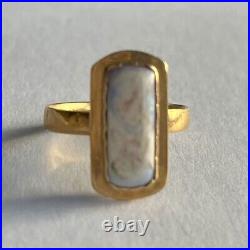 Antique Victorian 18ct Gold Panel Ring Hand Painted Cherub Hallmarked Size J