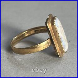 Antique Victorian 18ct Gold Panel Ring Hand Painted Cherub Hallmarked Size J