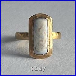Antique Victorian 18ct Gold Panel Ring Hand Painted Cherub Hallmarked Size J