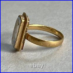 Antique Victorian 18ct Gold Panel Ring Hand Painted Cherub Hallmarked Size J