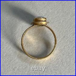 Antique Victorian 18ct Gold Panel Ring Hand Painted Cherub Hallmarked Size J