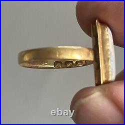 Antique Victorian 18ct Gold Panel Ring Hand Painted Cherub Hallmarked Size J