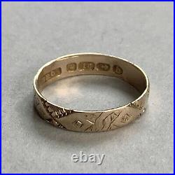 Antique Victorian 18ct Gold Wedding Band Ring Hand Engraved Hallmarked 1901