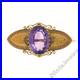 Antique Victorian 18k Gold 13.50ctw Oval Amethyst with Hand Engraved Brooch Pin
