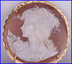Antique Victorian 18k Gold Hand Carved Cameo Brooch c1900's-20 Grams Heavy-55mm