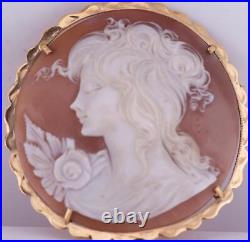 Antique Victorian 18k Gold Hand Carved Cameo Brooch c1900's-20 Grams Heavy-55mm