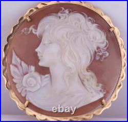 Antique Victorian 18k Gold Hand Carved Cameo Brooch c1900's-20 Grams Heavy-55mm
