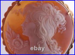 Antique Victorian 18k Gold Hand Carved Cameo Brooch c1900's-20 Grams Heavy-55mm