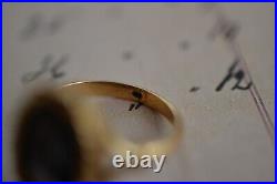 Antique Victorian 18k Yellow Gold and Hand Painted Porcelain Portrait Ring