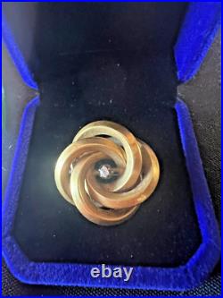 Antique Victorian 18k gold diamond knot brooch pin 4.06 grams