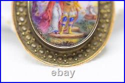 Antique Victorian 18k gold hand painted enamel brooch/pendent