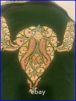 Antique Victorian 1900's Green Hand Embroidered Cardigan Coat Wool Paisley