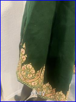 Antique Victorian 1900's Green Hand Embroidered Cardigan Coat Wool Paisley