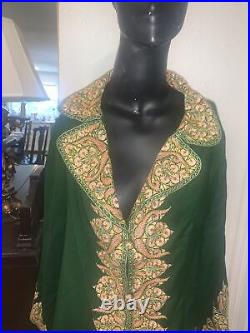 Antique Victorian 1900's Green Hand Embroidered Cardigan Coat Wool Paisley