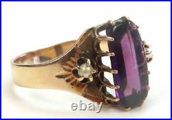 Antique Victorian 1910 Amethyst 14K Rose Gold Ring Size 7.5 UK-O 1/2 2.27 Carat