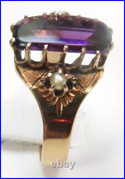Antique Victorian 1910 Amethyst 14K Rose Gold Ring Size 7.5 UK-O 1/2 2.27 Carat