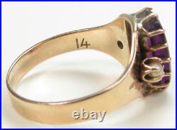 Antique Victorian 1910 Amethyst 14K Rose Gold Ring Size 7.5 UK-O 1/2 2.27 Carat