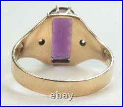 Antique Victorian 1910 Amethyst 14K Rose Gold Ring Size 7.5 UK-O 1/2 2.27 Carat