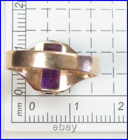 Antique Victorian 1910 Amethyst 14K Rose Gold Ring Size 7.5 UK-O 1/2 2.27 Carat