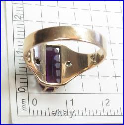 Antique Victorian 1910 Amethyst 14K Rose Gold Ring Size 7.5 UK-O 1/2 2.27 Carat