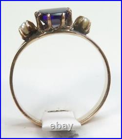 Antique Victorian 1910 Amethyst 14K Rose Gold Ring Size 7.5 UK-O 1/2 2.27 Carat