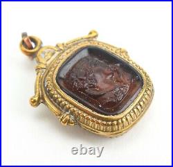 Antique Victorian 19th C. Cameo Glass Hand Carved Pendant or Charm
