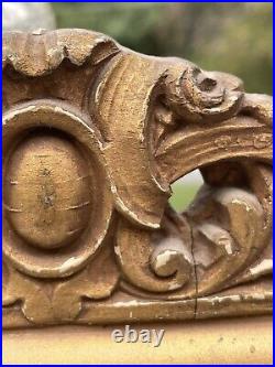 Antique Victorian 19th C. Hand Carved Gilt Gesso Wooden Frame Wall Mirror