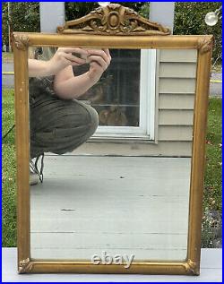 Antique Victorian 19th C. Hand Carved Gilt Gesso Wooden Frame Wall Mirror