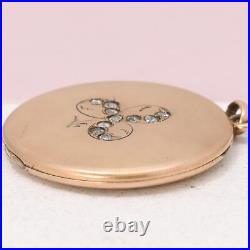Antique Victorian 3 Leaf Clover Paste Gold Filled Hand Etched Pendant Locket