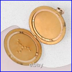 Antique Victorian 3 Leaf Clover Paste Gold Filled Hand Etched Pendant Locket