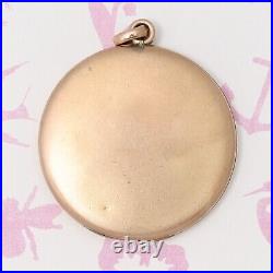 Antique Victorian 3 Leaf Clover Paste Gold Filled Hand Etched Pendant Locket