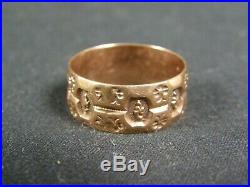 Antique Victorian 8 mm Wide 14K Solid Gold Cigar Band Ring Hand Stamped sz. 8