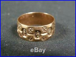 Antique Victorian 8 mm Wide 14K Solid Gold Cigar Band Ring Hand Stamped sz. 8