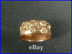 Antique Victorian 8 mm Wide 14K Solid Gold Cigar Band Ring Hand Stamped sz. 8