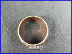 Antique Victorian 8 mm Wide 14K Solid Gold Cigar Band Ring Hand Stamped sz. 8