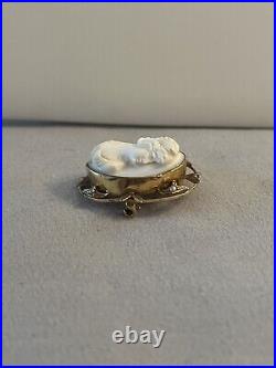 Antique Victorian 9KT Yellow Gold Angel Skin She'll Cameo Brooch Hand Made