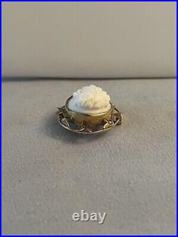 Antique Victorian 9KT Yellow Gold Angel Skin She'll Cameo Brooch Hand Made