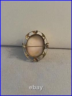 Antique Victorian 9KT Yellow Gold Angel Skin She'll Cameo Brooch Hand Made