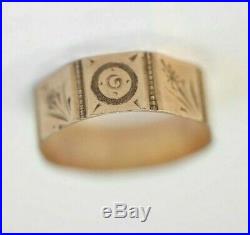 Antique Victorian 9K ROSE GOLD Hand Scrolled Band Size 7