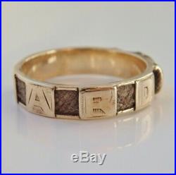 Antique Victorian 9ct Gold Fede REGARD Ring Clasped Hands & Hair Panels c1881