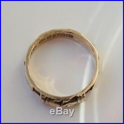 Antique Victorian 9ct Gold Fede REGARD Ring Clasped Hands & Hair Panels c1881