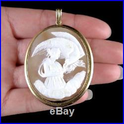 Antique Victorian 9ct Gold Hand Carved Cameo Pendant