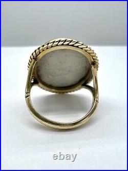 Antique Victorian 9ct Gold Hand-Painted On Porcelain Lady Portrait Ring 9k/375