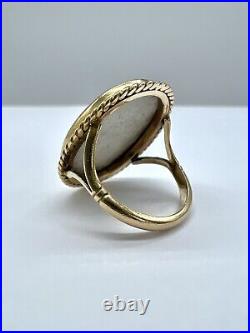 Antique Victorian 9ct Gold Hand-Painted On Porcelain Lady Portrait Ring 9k/375
