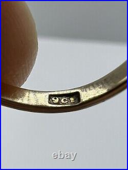 Antique Victorian 9ct Gold Hand-Painted On Porcelain Lady Portrait Ring 9k/375