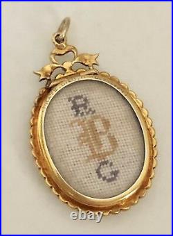 Antique Victorian 9ct Yellow Gold Hand-Sewn Pearl Mourning Locket Pendant MINT